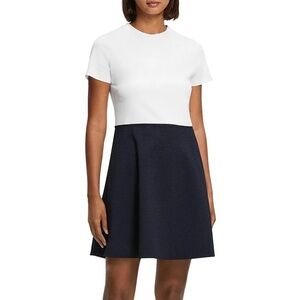 Chic White and navy Short Sleeve Dress